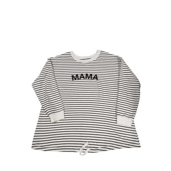 Isabel Maternity Black & White Striped Mama Sweatshirt - Picture 1 of 7